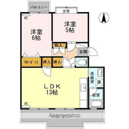 ピュアハイツ[2LDK/67.19m2]の間取図