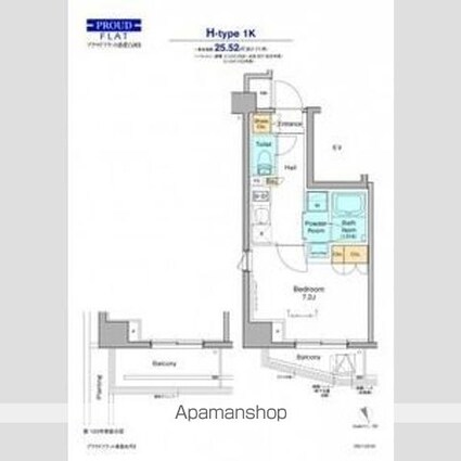 プラウドフラット清澄白河Ⅱ[1K/25.52m2]の間取図