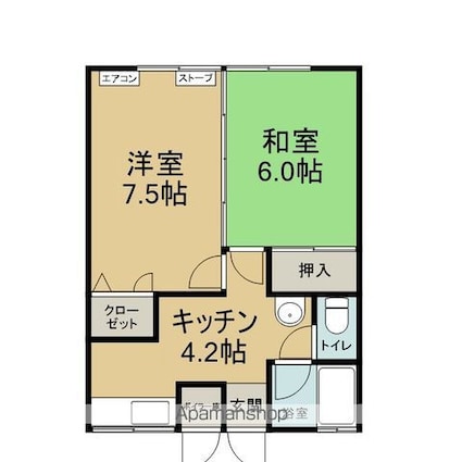 メゾンウエスト[2K/40.65m2]の間取図