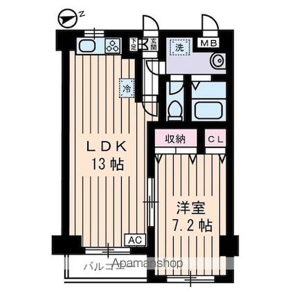 ルミエール葛西[1LDK/44.28m2]の間取図