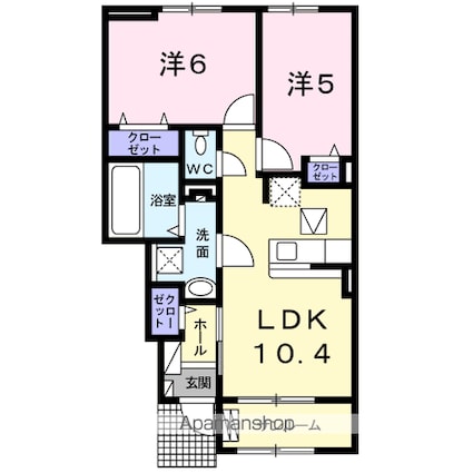 ミラ　フォレストⅡ[2LDK/53.63m2]の間取図