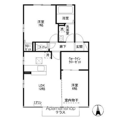 アンベリール長池　Ｂ[2LDK/59.58m2]の間取図