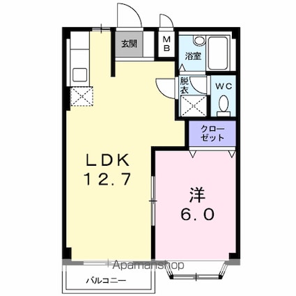 エルディム花水木東棟[1LDK/39.74m2]の間取図