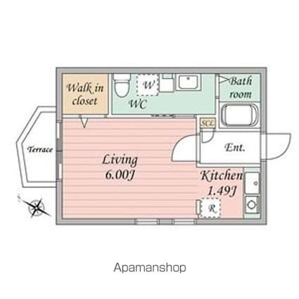 Ｂｒａｎｃｈｅ三軒茶屋[1K/21.2m2]の間取図