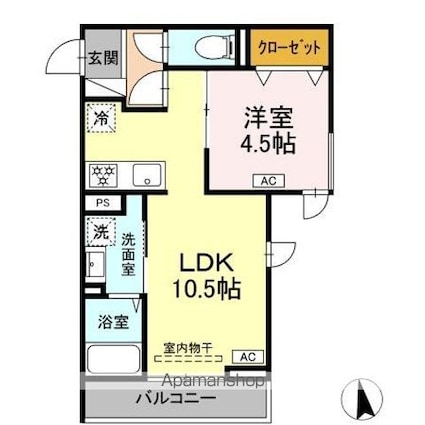 セレスティア東向島[1LDK/37.05m2]の間取図
