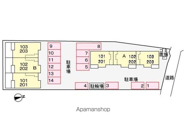カーサ　フェリーチェＡ[1LDK/45.97m2]の配置図
