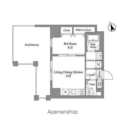 ＥＮｅｔｉａｌ代官山[1LDK/33.2m2]の間取図
