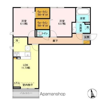 ロイヤルガーデンＸＩ[2LDK/61.68m2]の間取図