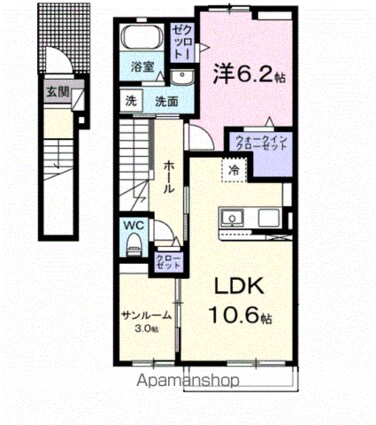 ヒカルサ鳥栖今泉ノース[1LDK/51.63m2]の間取図