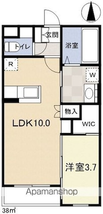 カサトーレ清水[1LDK/38m2]の間取図