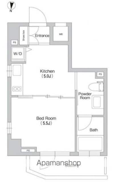 プライムアーバン三軒茶屋[1DK/25.49m2]の間取図