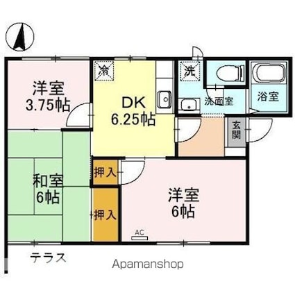 リッチハイム桜[3DK/49.07m2]の間取図
