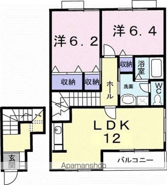 メゾニティー　Ａ[2LDK/65.64m2]の間取図