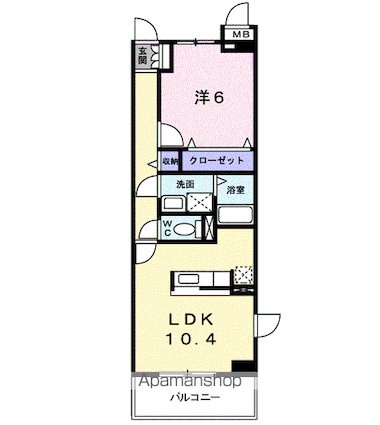 スプリングⅡ[1LDK/42.38m2]の間取図