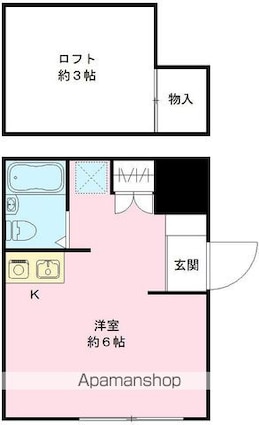 キャッスル青木[1R/14.39m2]の間取図
