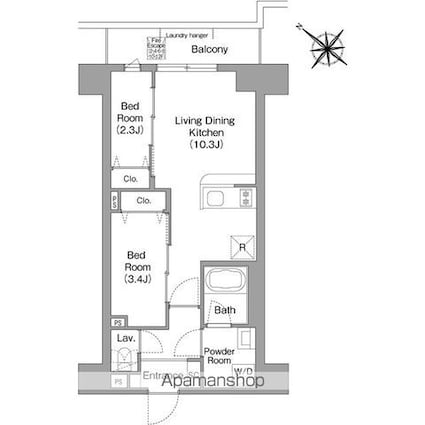 コンフォリア・リヴ豊洲キャナル[2LDK/39.8m2]の間取図