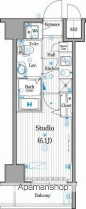 東京都北区王子３丁目[1K/21.02m2]の間取図