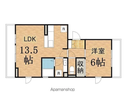 ＹＡＭＡＺＡＫＩコーポラス[1LDK/44.62m2]の間取図