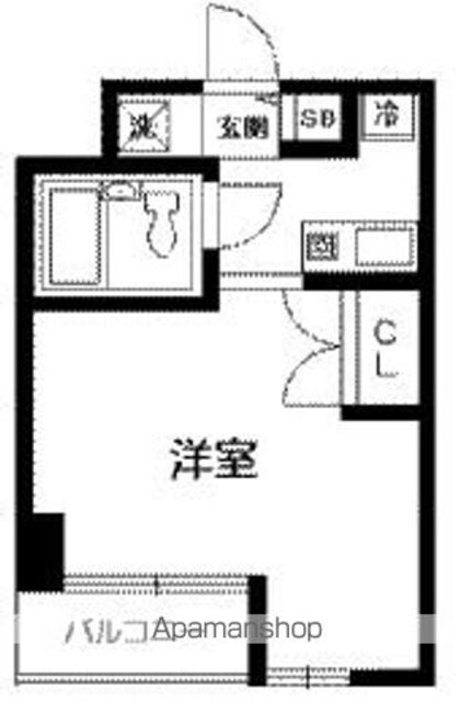 東京都新宿区弁天町[1K/19.65m2]の間取図