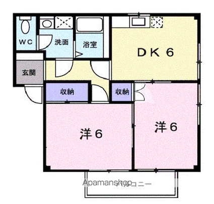 サニーハウスＡ[2DK/44.61m2]の間取図