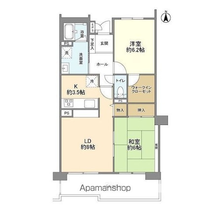 けやき通り南弐番館[2LDK/63.51m2]の間取図