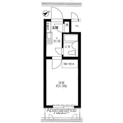 アーバン・ドヌール[1K/16.64m2]の間取図