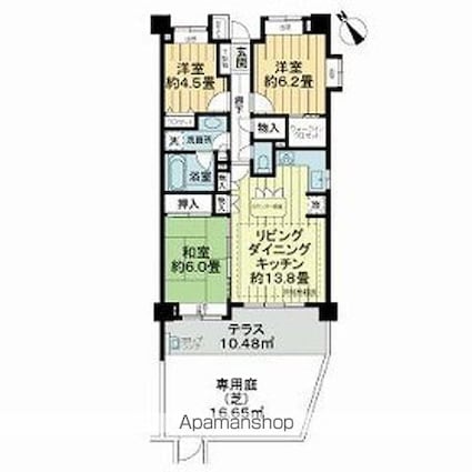 ライオンズステージ喜多見ガーデンシティ[3LDK/72.06m2]の間取図