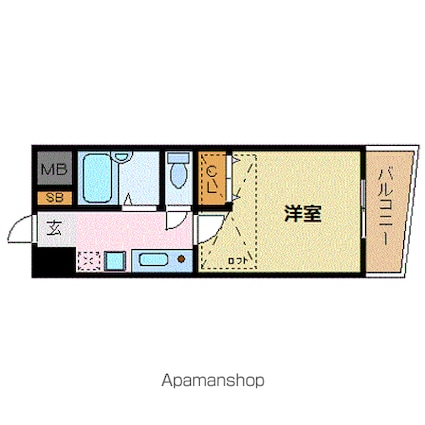 広島県広島市中区本川町２丁目[1K/24.85m2]の間取図