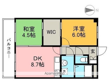 高知県高知市鴨部１丁目[2DK/55.3m2]の間取図