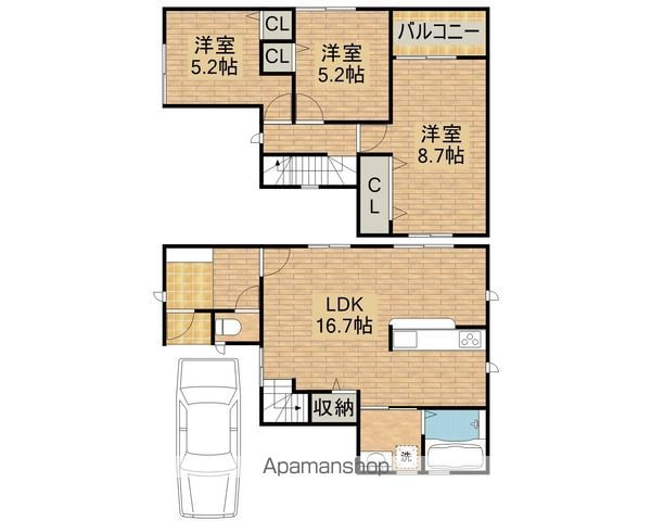 阪堺電気軌道阪堺線 石津駅 徒歩7分 2階建 築1年の間取り写真