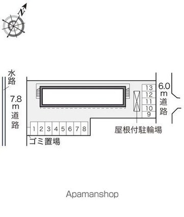 レオパレスやすらぎ[1K/23.18m2]の配置図