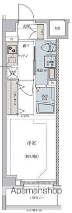 レグゼ用賀[1K/25.81m2]の間取図