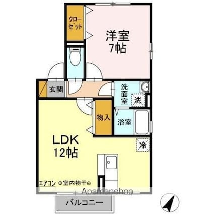 グラシアス　Ａ・Ｂ・Ｃ[1LDK/45.12m2]の間取図