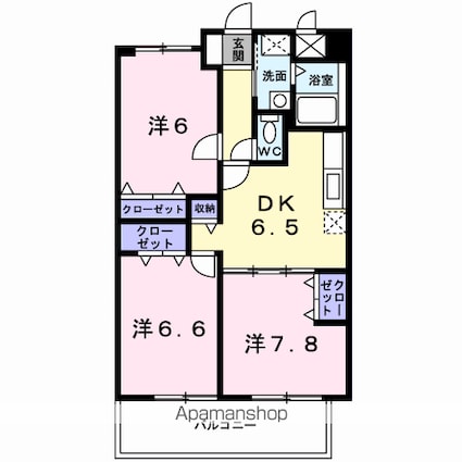 長野県長野市中御所１丁目[3DK/60.69m2]の間取図