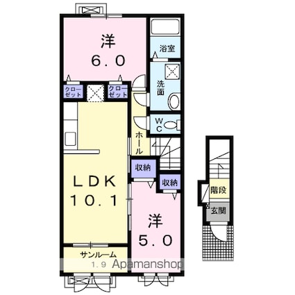 グランベール[2LDK/56.42m2]の間取図