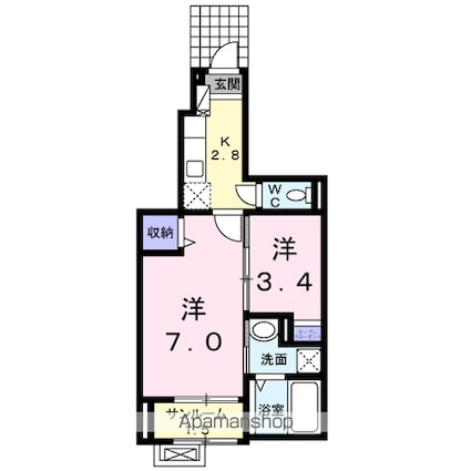 フランセス高柳　Ⅱ[2K/34.6m2]の間取図