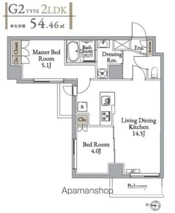 メトロステージ亀有[2LDK/54.46m2]の間取図