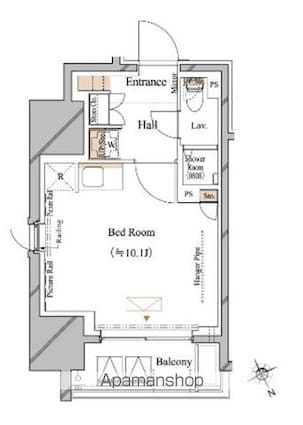 ブランシエスタ浅草蔵前[1R/25.8m2]の間取図