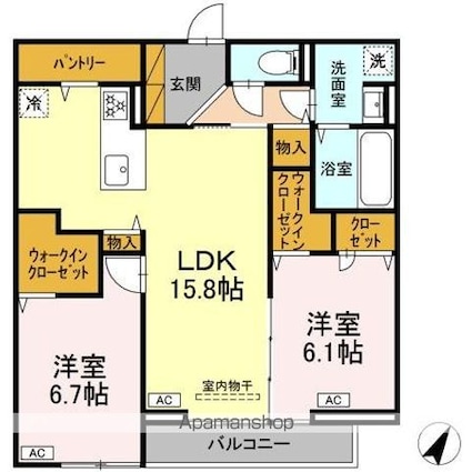 ガーベラ・グレイス[2LDK/69.94m2]の間取図