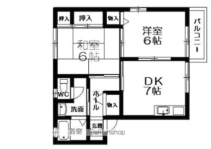 ディアス天神[2DK/43.75m2]の間取図