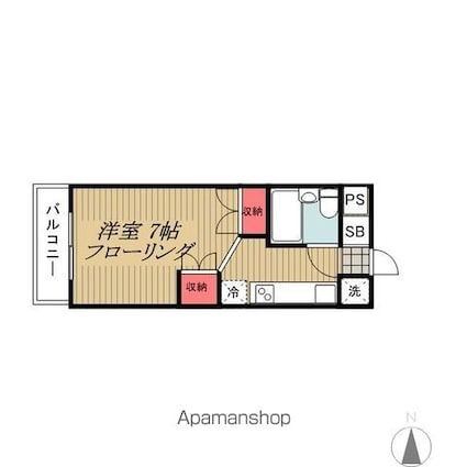 アークス太子堂[1K/21.6m2]の間取図