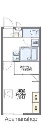 レオパレスブリュシェル荊本[1K/23.18m2]の間取図