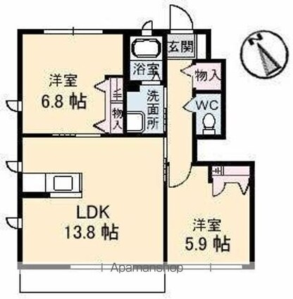ブランシェーＭ[2LDK/58.54m2]の間取図