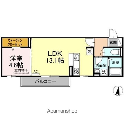 プレンティー新徳田[1LDK/41.89m2]の間取図