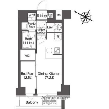 コンフォリア二葉[1DK/25.71m2]の間取図
