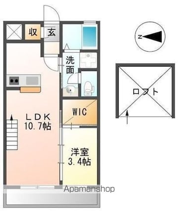 プティスール空港通り　[1LDK/36m2]の間取図
