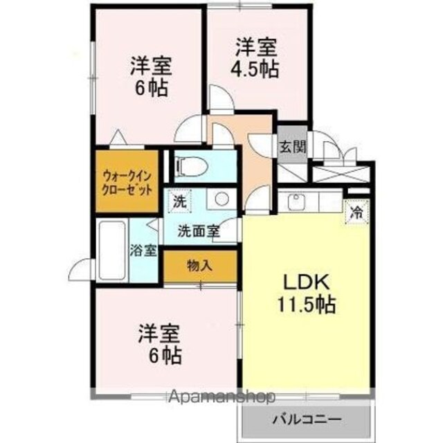 セジュールＭＥタケイシ　Ａ[3LDK/65.42m2]の間取図