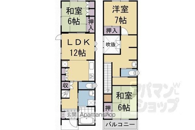 京都市烏丸線 今出川駅 徒歩17分 2階建 築26年の間取り写真
