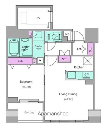 レジディア神田岩本町[1LDK/43.61m2]の間取図