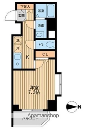 ドゥーエ東陽町[1K/26.08m2]の間取図